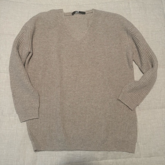 Jenni Kayne Cabin Beige Oatmeal Wool Cashmere V-Neck Sweater Size XS